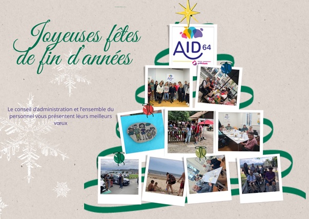 Carte de voeux festive avec photos et messages.