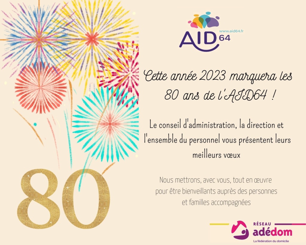 Anniversaire 80 ans association AID64 avec feux d'artifice.
